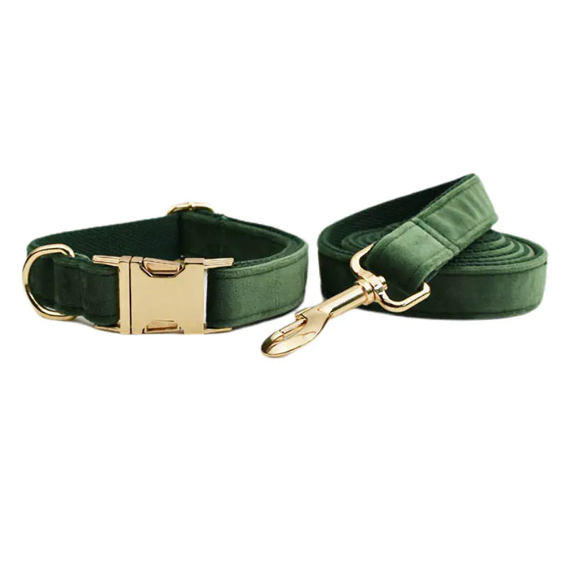 Velvet Pet Collar with Traction Rope