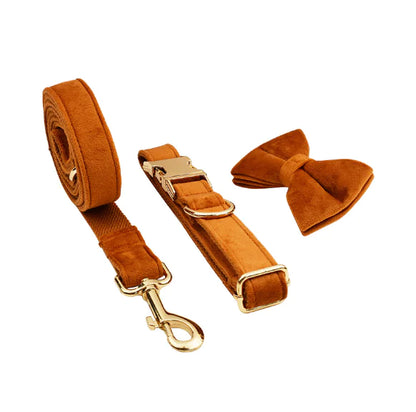 Velvet Pet Collar with Traction Rope