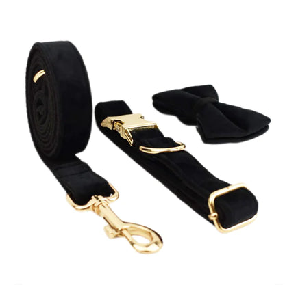 Velvet Pet Collar with Traction Rope