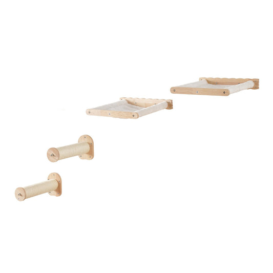 Wall Mounted Cat Shelves with Hammocks and Posts
