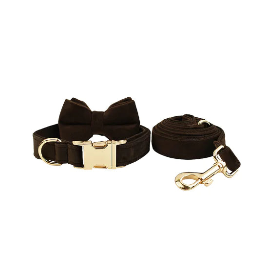 Velvet Pet Collar with Traction Rope